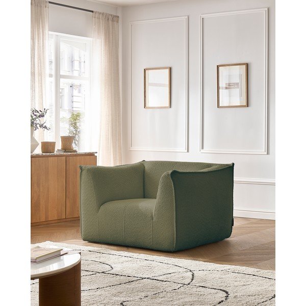 Zaļš atpūtas krēsls no buklē auduma Giorgia – Bobochic Paris-image-1