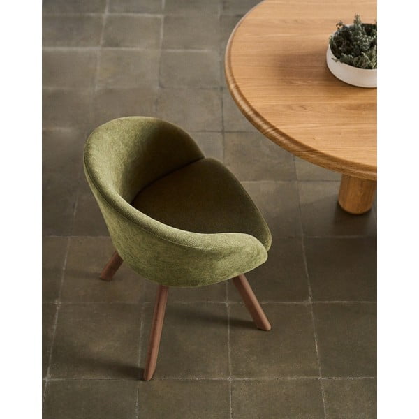 Zaļš polsterēts ēdamistabas krēsls ar roku balstiem Marvin – Kave Home-image-2