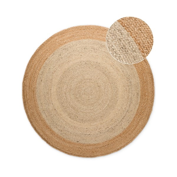 Ziloņkaula krāsas divpusējs/ar rokām darināts džutas apaļš paklājs ø 200 cm Jutta Ivory – Hanse Home