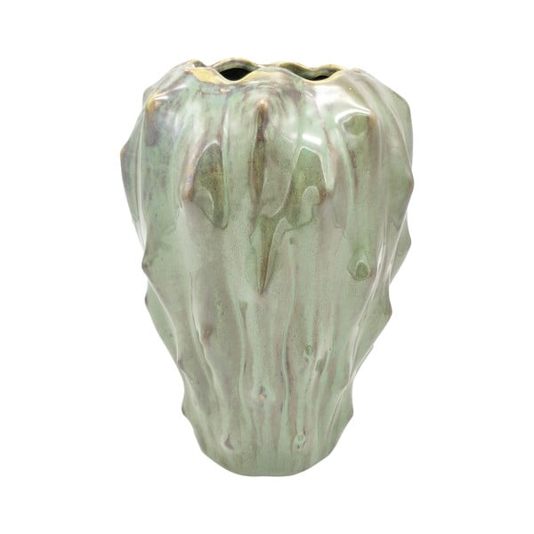Zaļa keramikas vāze PT LIVING Flora, augstums 23,5 cm