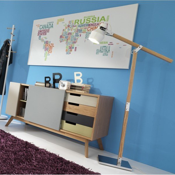Pasaules sienas karte uz audekla Tomasucci Text World, 80 x 160 cm-image-2