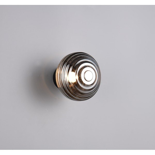 Tumši pelēka stikla LED sienas lampa ar USB ø 15,5 cm Earl – Reality-image-1