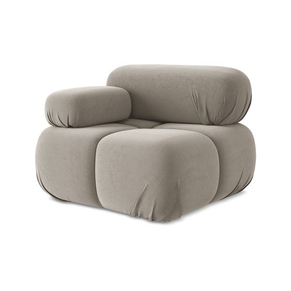 Bēša samta modulārā dīvāna daļa (ar kreiso stūri) Lokua – Makamii-image-1