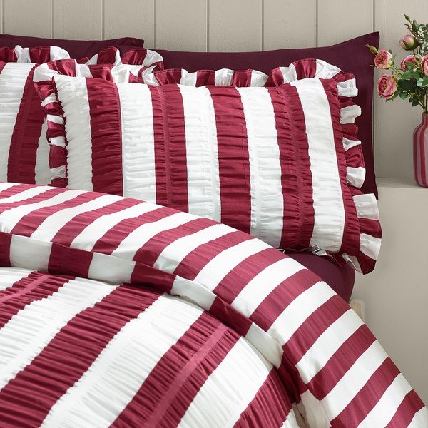 Tumši violeta divguļamā gultas veļa 200x200 cm Seersucker Frill Stripe – Catherine Lansfield-image-2