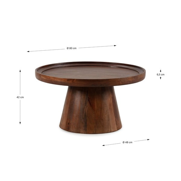 Tumši brūns mango masīvkoka apaļš žurnālgaldiņš ø 80 cm Rose – MOME-image-4