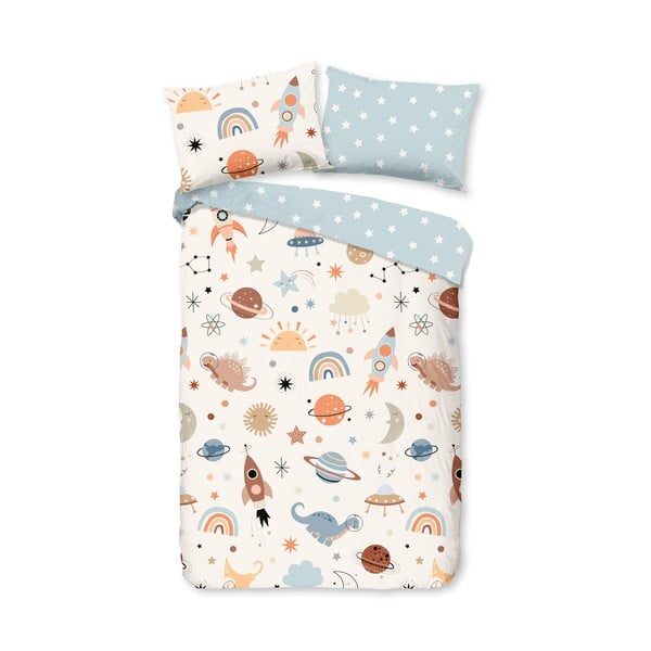 Zila/bēša kokvilnas bērnu gultas veļa 100x135 cm Eclips – Good Morning