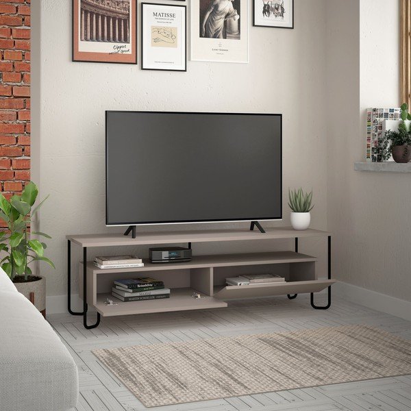 Pelēks/bēšs TV galdiņš 150x45 cm Dilly – Marckeric-image-4