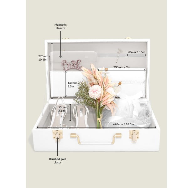 Balta dekoratīva uzglabāšanas kaste no ādas imitācijas 50x30x15 cm – Stackers-image-3