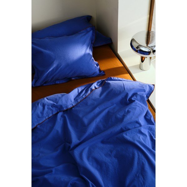 Zila/brūna vienguļamā gultas veļa no kokvilnas perkala 140x200 cm Pivot – Jotex-image-1
