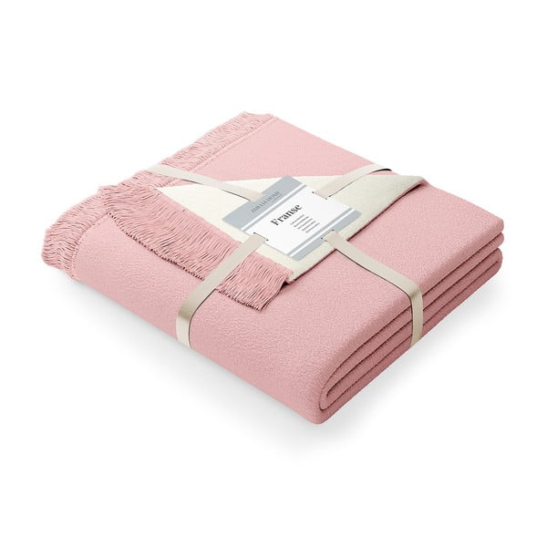 Pūderrozā kokvilnas maisījuma sega AmeliaHome Franse, 150 x 200 cm-image-2