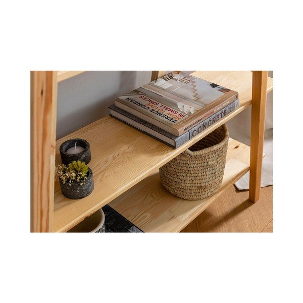 Dabīga toņa grāmatu plaukts no priedes koka 120x148 cm Perla – Kalune Design-image-4