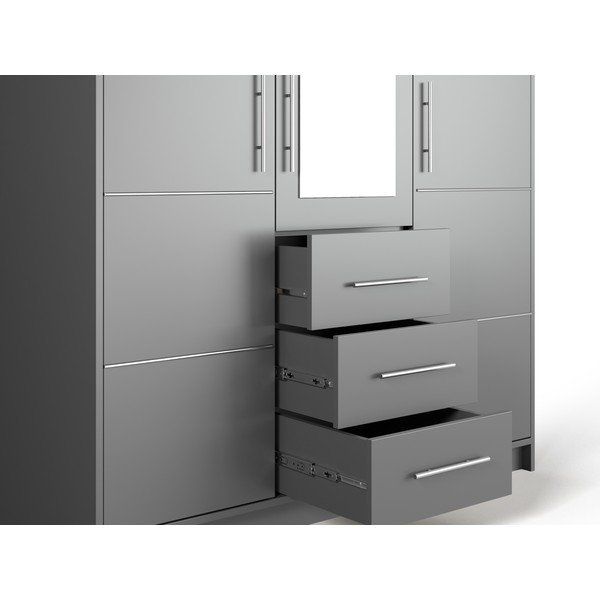 Pelēks drēbju skapis ar spoguli 147x200 cm Derry – Cosmopolitan Design-image-1