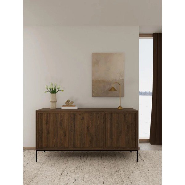 Tumša dabīga toņa kumode ar ozolkoka imitāciju 158x80x40 cm Palmdale – Actona-image-1