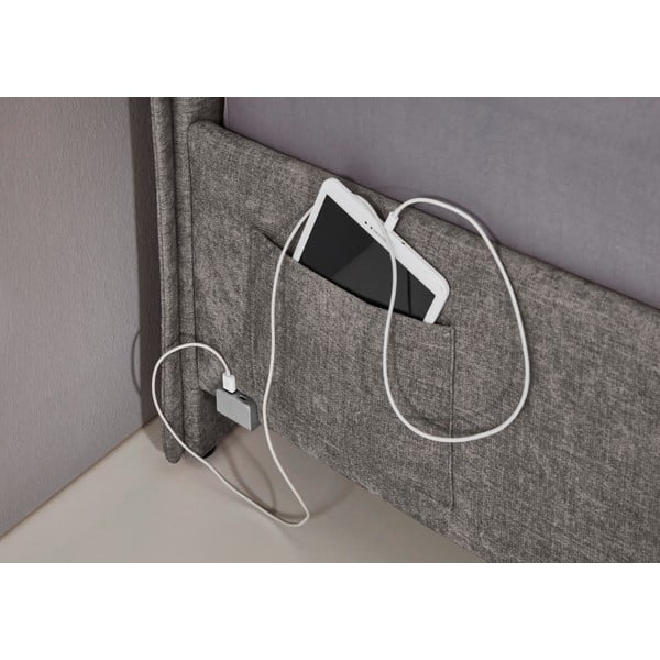 Pelēka polsterēta bērnu gulta bez režģa 140x200 cm Fun – Meise Möbel-image-1