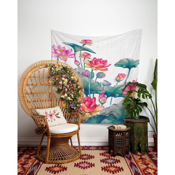 Gobelēns 140x140 cm Pink Flowers – Really Nice Things-image-1