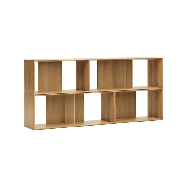 Dabīga toņa modulārā plauktu sistēma ar ozolkoka imitāciju (4 gab.) 168x76 cm Litto – Kave Home-image-2