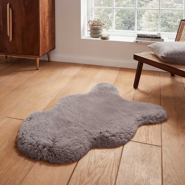 Pelēka sintētiska kažokāda 60x90 cm Super Teddy – Think Rugs-image-1