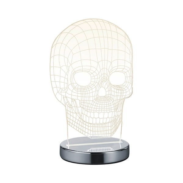 LED galda lampa sudraba krāsā (augstums 21 cm) Skull – Trio