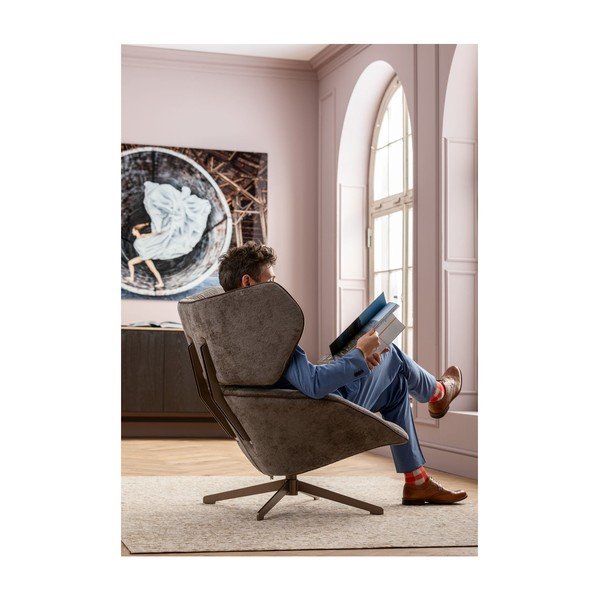 Pelēks plīša grozāms krēsls Kare Design Oval Office-image-4