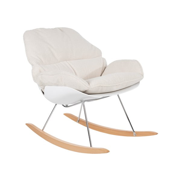 Krēmkrāsas šūpuļkrēsls no buklē auduma Rocky – White Label