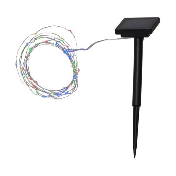 Āra LED lampiņu virtene ar krāsainām diodēm un saules baterijām Star Trading Dew Drop, garums 5 m