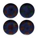 4 zilu ar sarkanu deserta māla šķīvju komplekts Casafina Snowflake, ø 21,6 cm