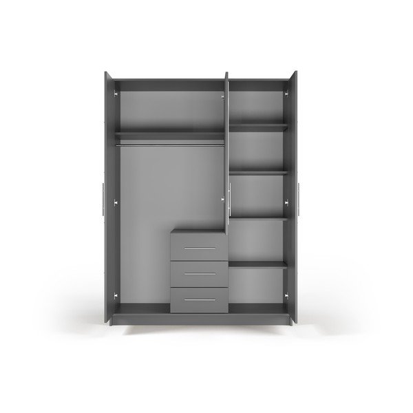 Pelēks drēbju skapis ar spoguli 147x200 cm Derry – Cosmopolitan Design-image-4