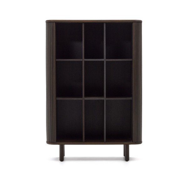 Tumši brūns skapītis ar oškoka imitāciju ar bīdāmām durvīm 110x140 cm Mailen – Kave Home-image-2