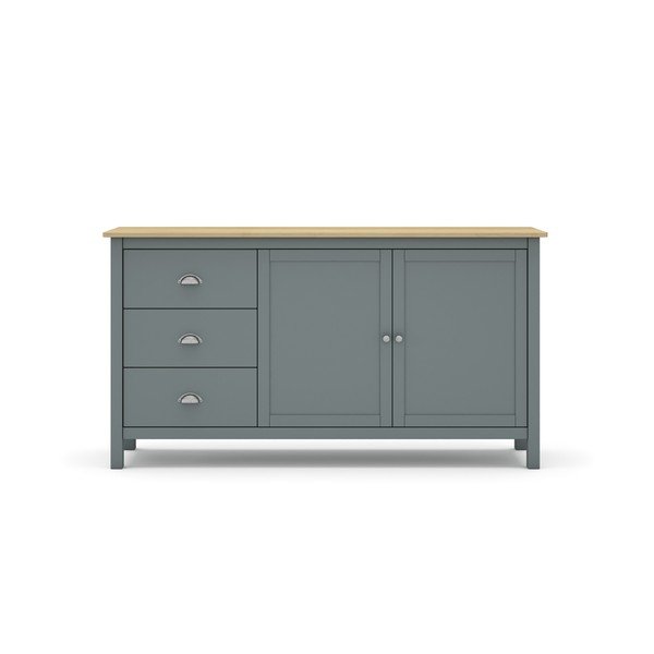 Dūmakaini zaļa priedes masīvkoka kumode 150x80x40 cm Misti – Marckeric