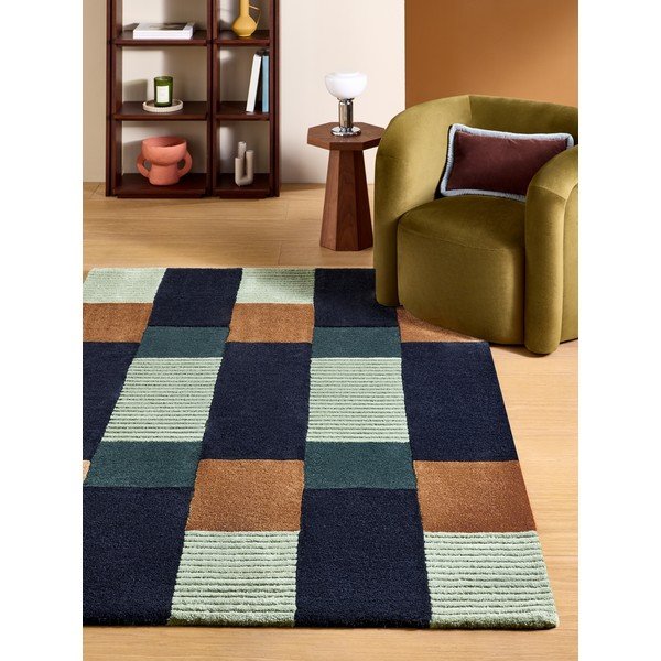 Tumši zils ar rokām darināts paklājs no pārstrādātas šķiedras 200x290 cm Franka – MADE-image-1