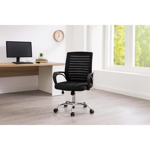 Melns polsterēts biroja krēsls Evon – Bonami Essentials-image-1