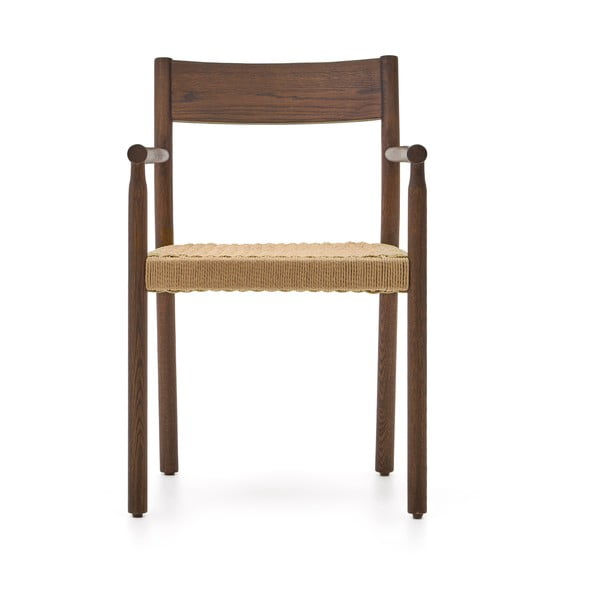 Brūns/dabīga toņa ozola masīvkoka pusdienu krēsls Yalia – Kave Home-image-3