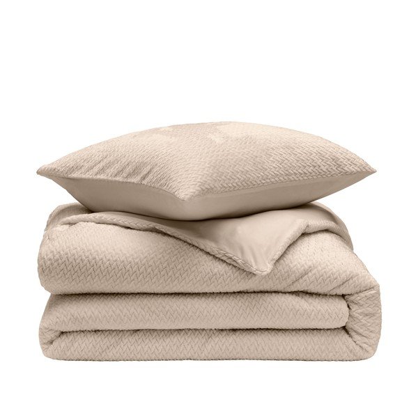 Bēša divguļamā/īpaši gara trīsdaļīga flaneļa gultas veļa 240x220 cm Flanela – douceur d'intérieur