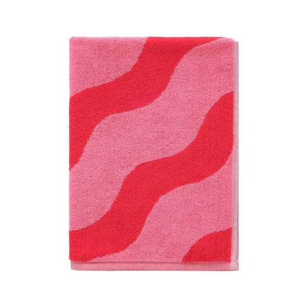 Sarkans/rozā kokvilnas dvielis 50x70 cm Waves – Jotex