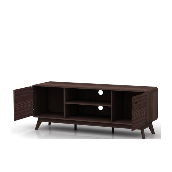 Brūns TV galdiņš ar riekstkoka imitāciju 140x53 cm Caitlin – Støraa-image-3