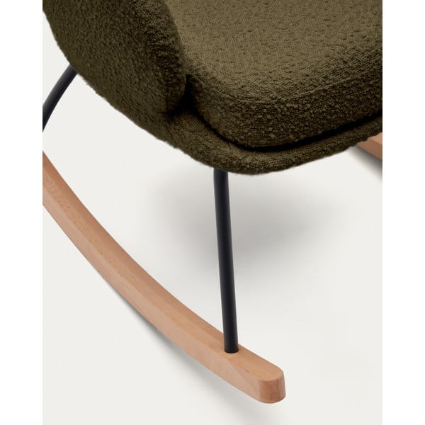 Zaļš šūpuļkrēsls no buklē auduma Maustin – Kave Home-image-1