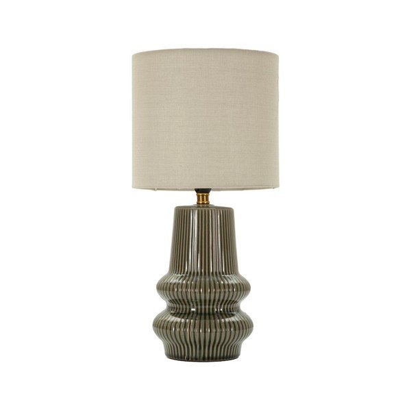 Haki/krēmkrāsas keramikas galda lampa ar auduma abažūru (augstums 41,5 cm) Harmony – Mauro Ferretti