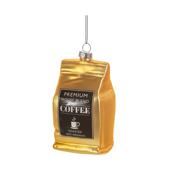 Stikla ar rokām izgatavots Ziemassvētku eglītes rotājums 10 cm Coffee – Sass & Belle-image-1