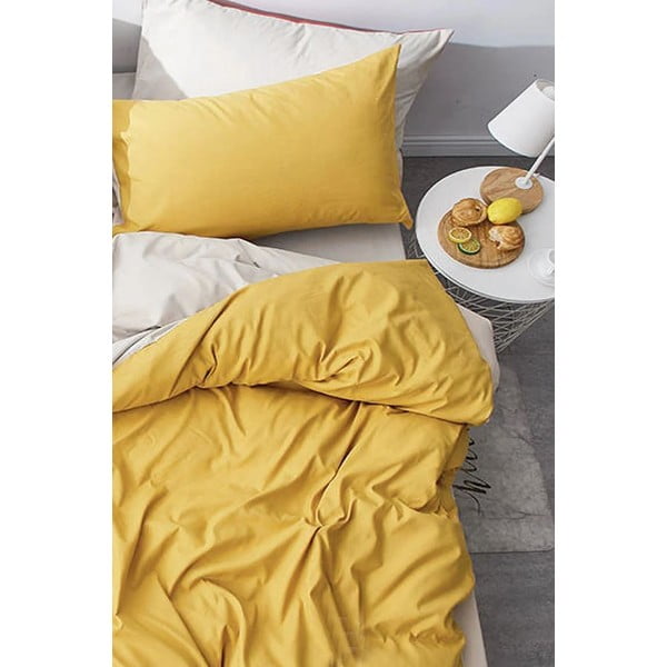 Dzeltena/krēmkrāsas kokvilnas  gultas veļa divvietīgai gultai 200x220 cm – Mila Home-image-4