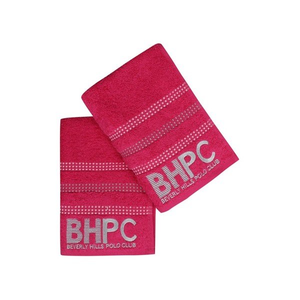 Divu dvieļu komplekts fuksijas krāsā Beverly Hills Polo Club Stripes, 90 x 50 cm-image-2