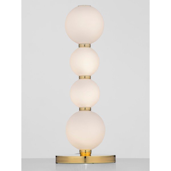 Balta/zelta krāsas metāla LED galda lampa ar stikla abažūru (augstums 31 cm) Perla – Nova Luce-image-3
