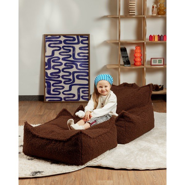 Tumši brūns bērnu sēžammaiss no buklē auduma Warm Hazel – Wigiwama-image-3