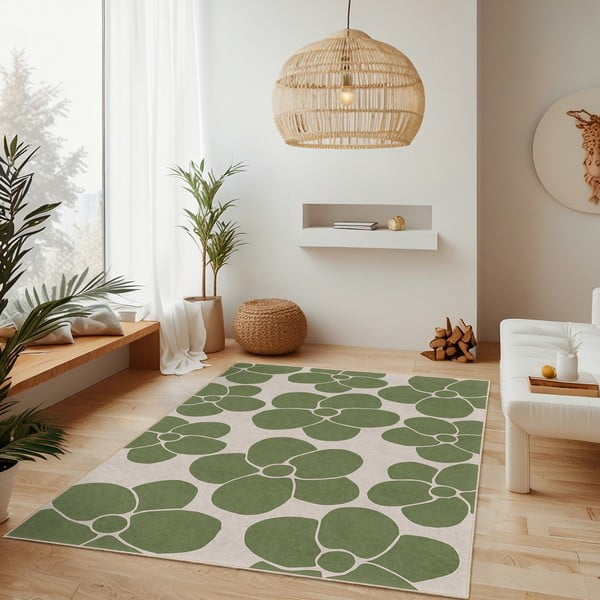 Zaļš mazgājams celiņa paklājs 80x200 cm Green Meadow – Mila Home-image-2