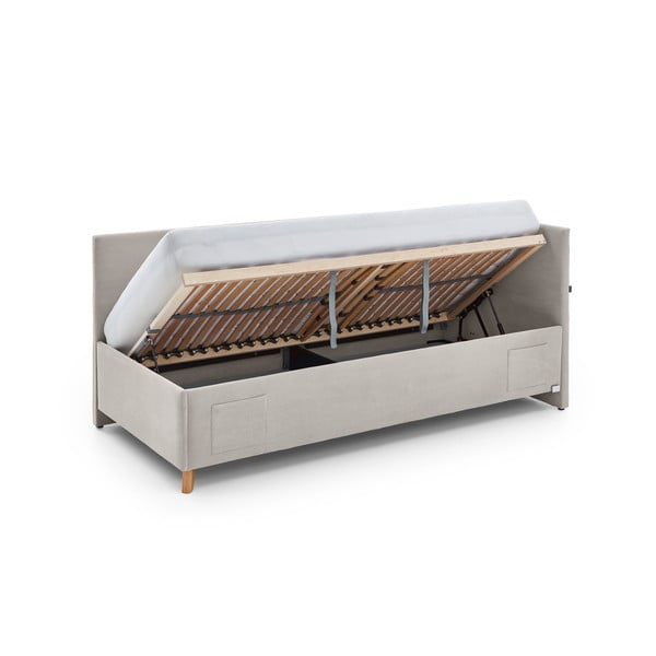 Bēša polsterēta stūra bērnu gulta ar veļas kasti ar redelēm 90x200 cm Cool – Meise Möbel-image-2