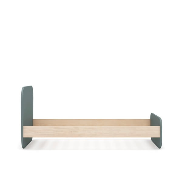 Dūmakaini zaļa bērnu gulta ar priedes koka imitāciju ar redelēm 90x190 cm Esteban – Marckeric-image-3