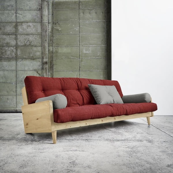 Dīvāns gulta Karup India Natural/Passion Red/Granite Grey