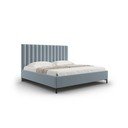Gaiši zila polsterēta divvietīga gulta ar veļas kasti un redelēm 200x200 cm Casey – Mazzini Beds
