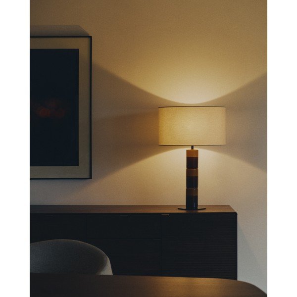 Galda lampa ar auduma abažūru (augstums 61,5 cm) Mavran – Kave Home-image-1