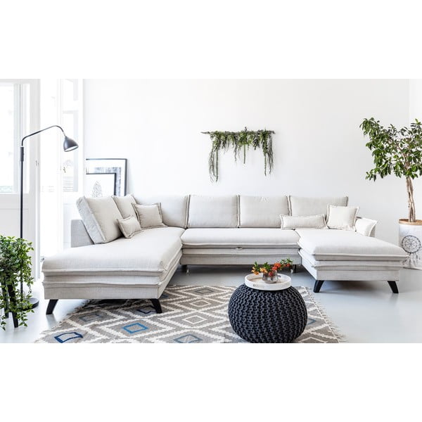 Bēšs izlaižams U-veida dīvāns Miuform Charming Charlie, kreisais stūris-image-1