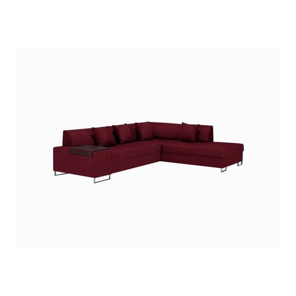 Sarkana stūra dīvāns ar sudraba krāsas kājām Cosmopolitan Design Orlando, labais stūris